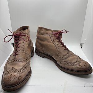 rare ALLEN EDMONDS CRONMOK Cognac Wingtip Brogue Leather Boot men 9